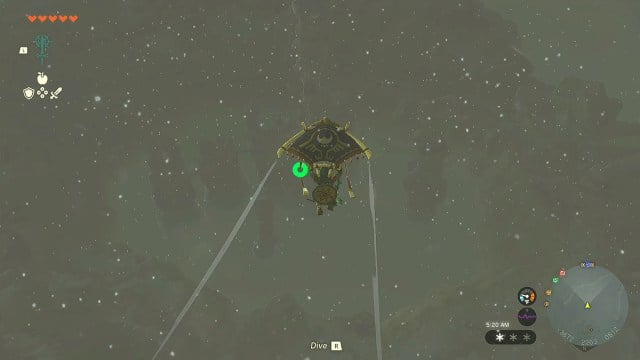 Link is gliding toward Rito Village in Zelda TOTK.