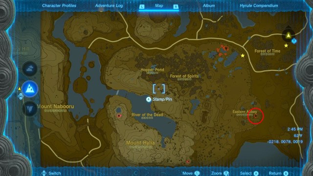 Great Plateau East Chasm location in Zelda TOTK.