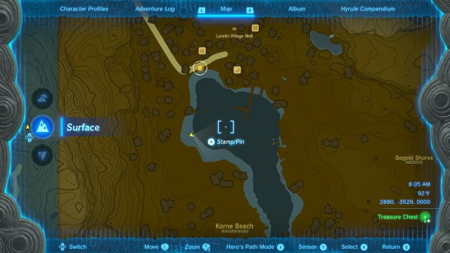 Zelda TOTK Island Lobster Shirt Location.