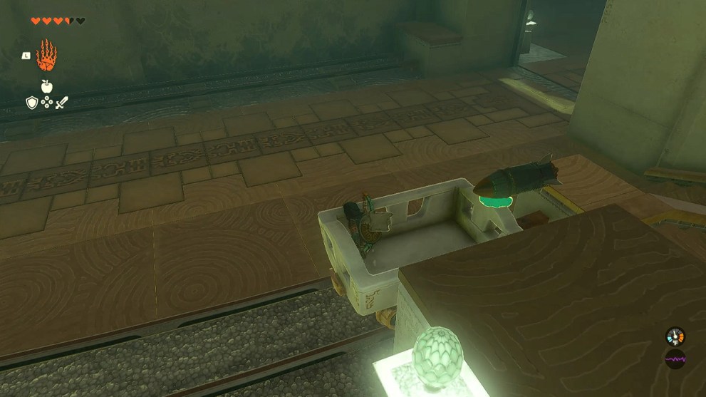 Rocket cart in the Oromuwak shrine in Zelda TOTK.