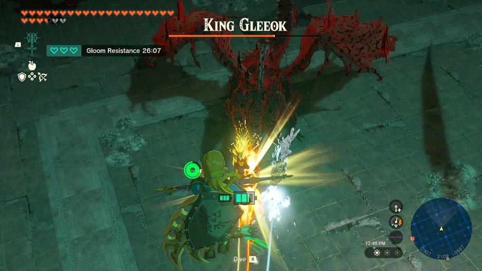 Link shoots King Gleeok's eyes in Zelda TOTK.