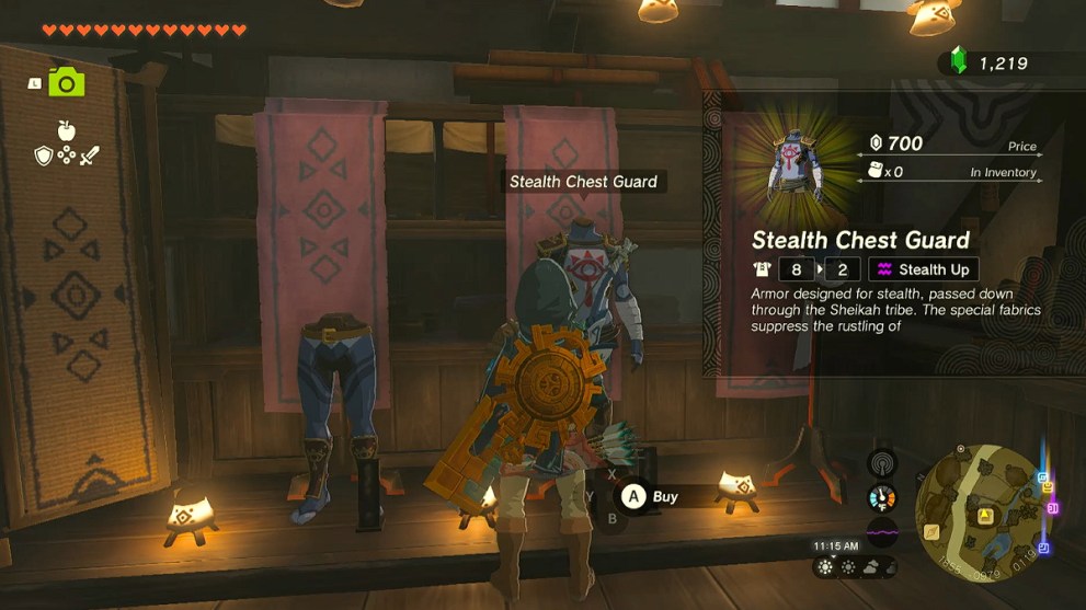 Zelda TOTK Stealth Chest Guard.