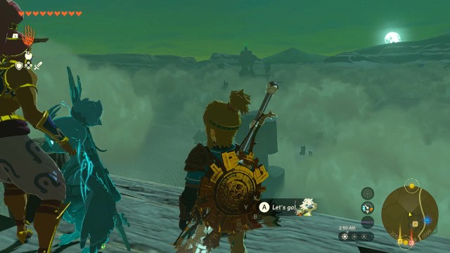Link stands on the Oasis watchtower in Zelda TOTK.