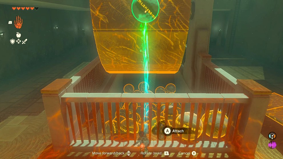A ball attached to the gear in Zanmik shrine in Zelda TOTK.