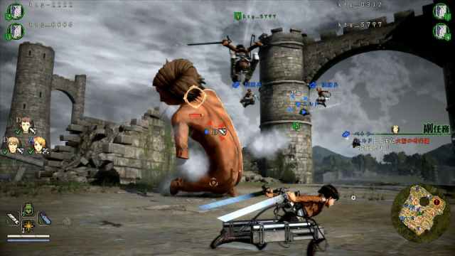 Fight scene in Attack on Titan 2.