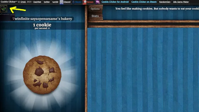 The dev icon box in Cookie Clicker.