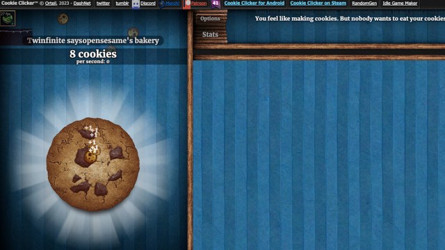 Clicking on a cookie after performing the hack.