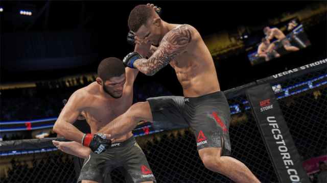 Fighters in octagon in EA Sports UFC.
