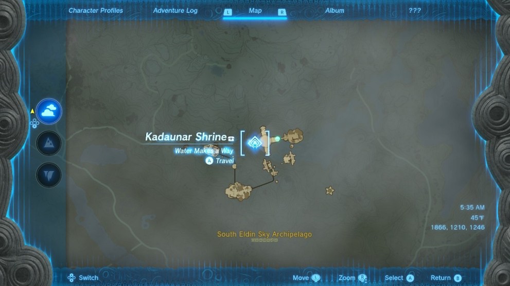 kadaunar shrine location in zelda tears of the kingdom