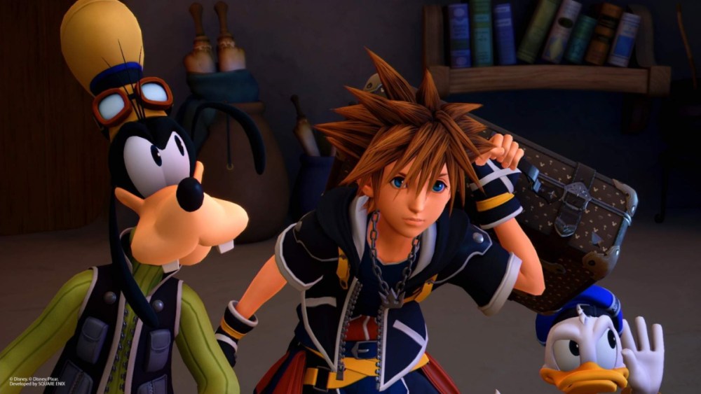Dingo, Sora et Donald Duck dans Kingdom Hearts 3. 