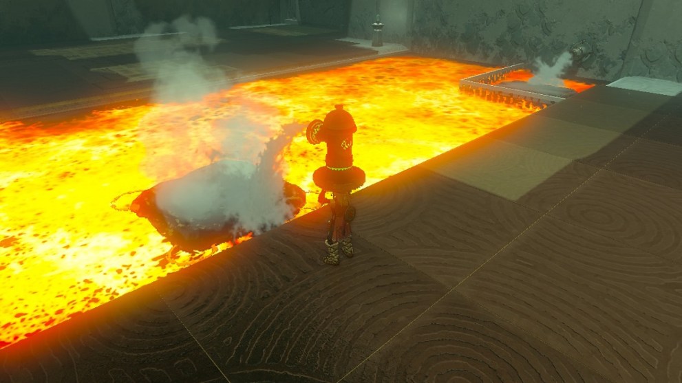 use zonai fire hydrant to cross lava