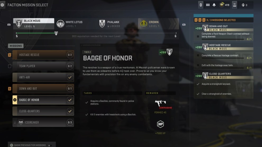 Badge of Honor Mission from Warzone DMZ