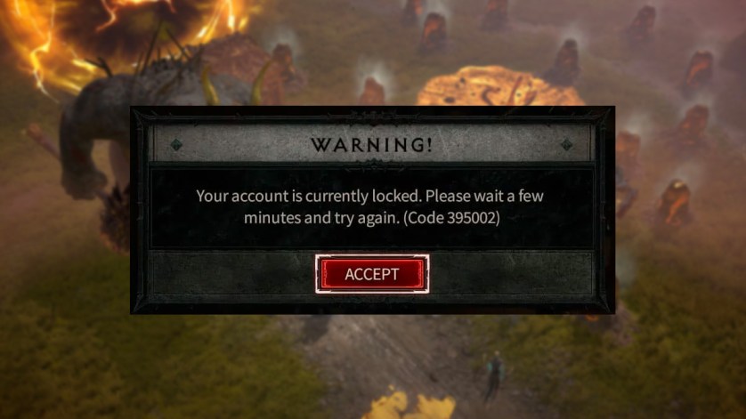 Diablo 4 Error Code 395002 on Diablo 4 background image