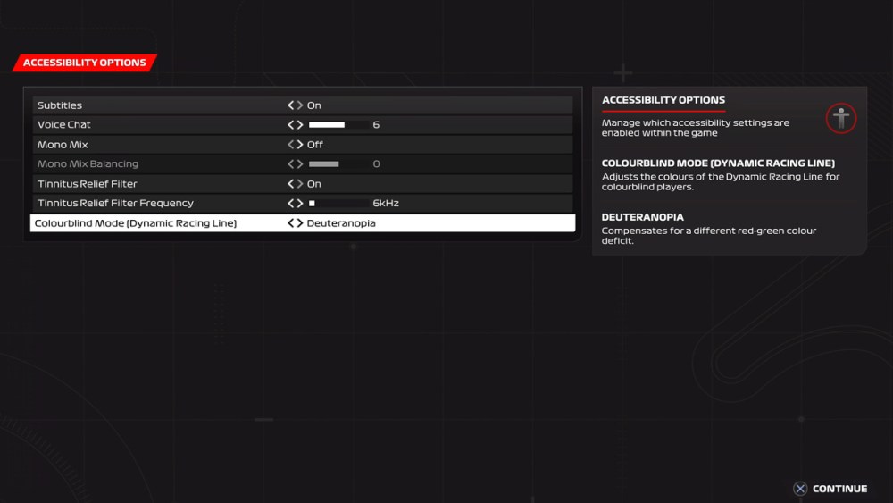 F1 23 Accessibility Options screenshot