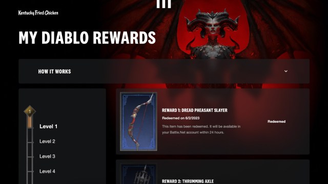 My Diablo Rewards Page on KFC