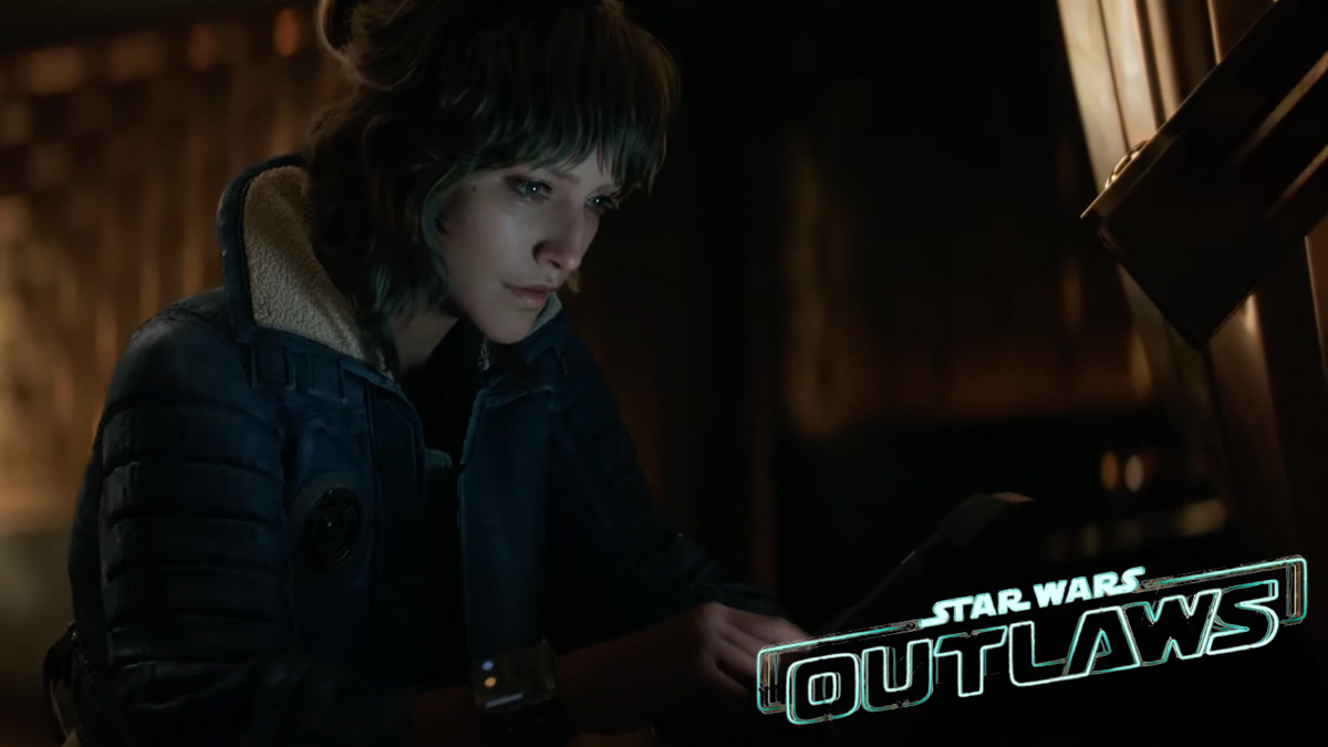 Star Wars Outlaws Protagonist next to game logo
