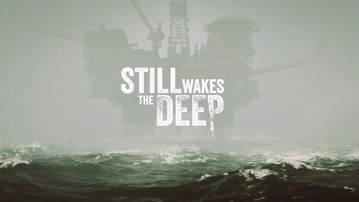 STill Wakes the Deep logo on oil rig in-game background