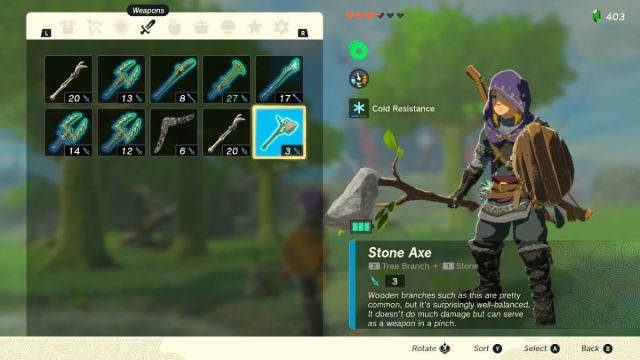 How to make Axes in Zelda: Tears of the Kingdom