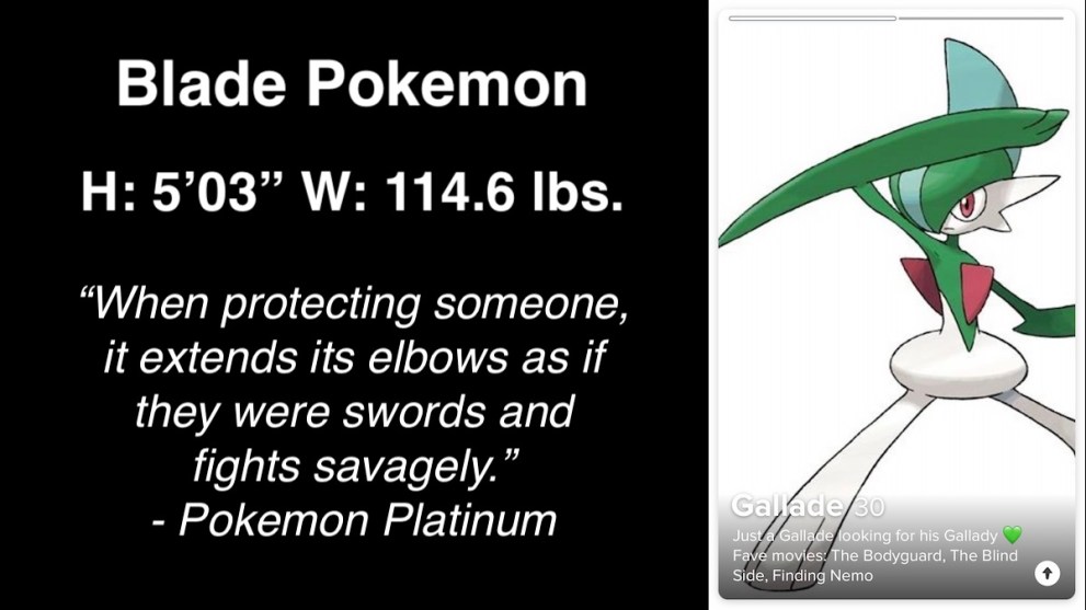 Gallade Tinder profile