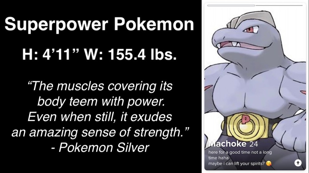 Machoke Tinder profile