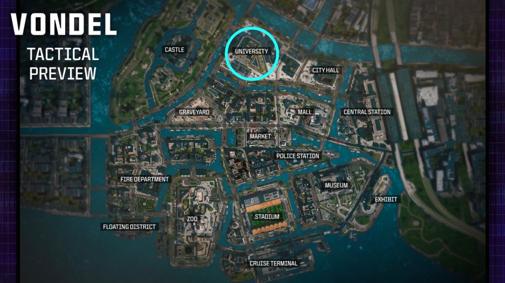 Vondel University circled on Vondel Warzone Map
