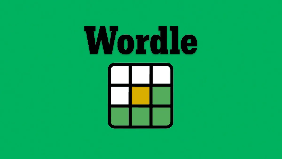 Wordle Logo and Grid on green background
