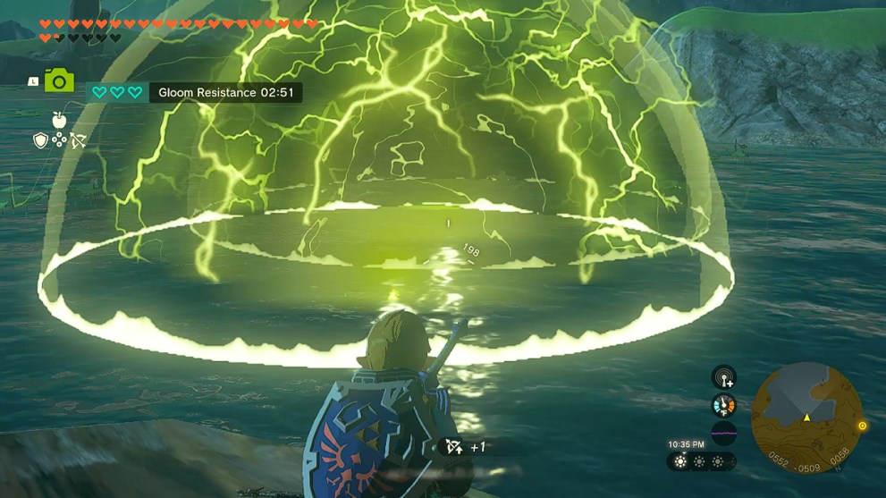 Fishing with Electric Arrow in Zelda TOTK.