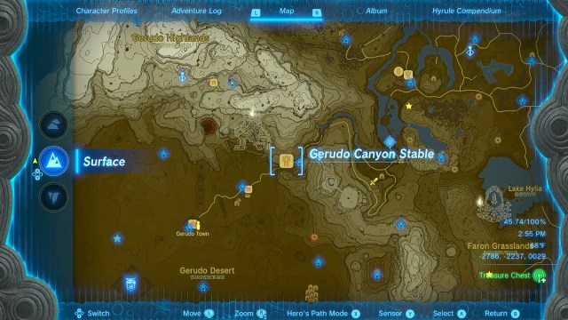 Gerudo Canyon Stable Location in Zelda TOTK.