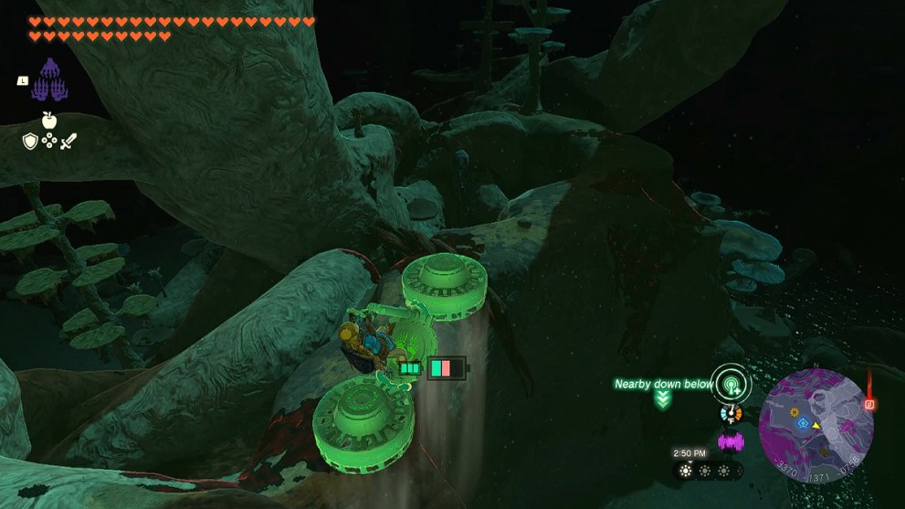 Link flies a Hover Bike in Zelda TOTK.