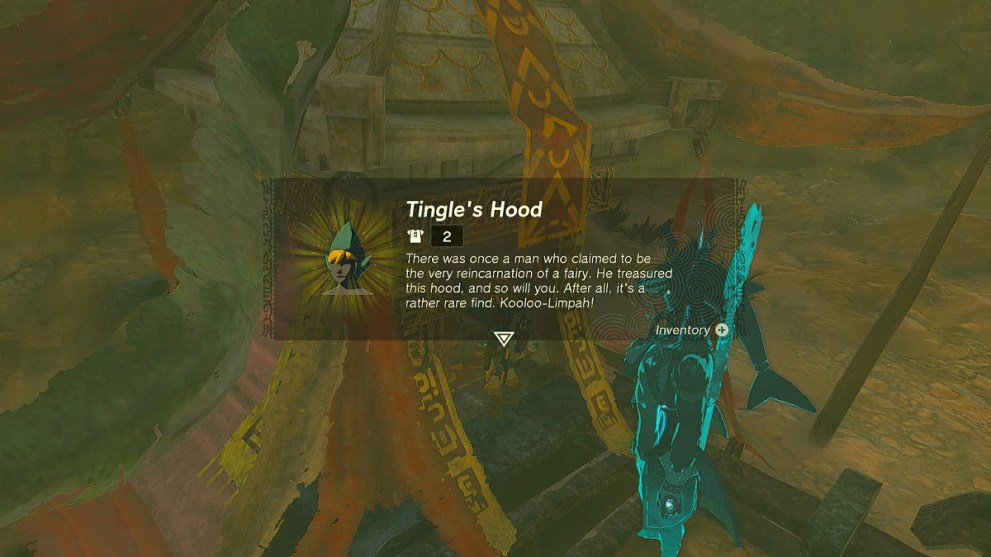 Tingle's Hood in Zelda TOTK.