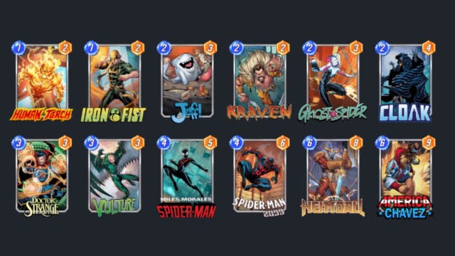 Movement deck with Spider-Man 2099 in Marvel Snap