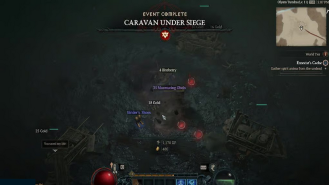 The end of the Caravan Under Siege event in Diablo 4.
