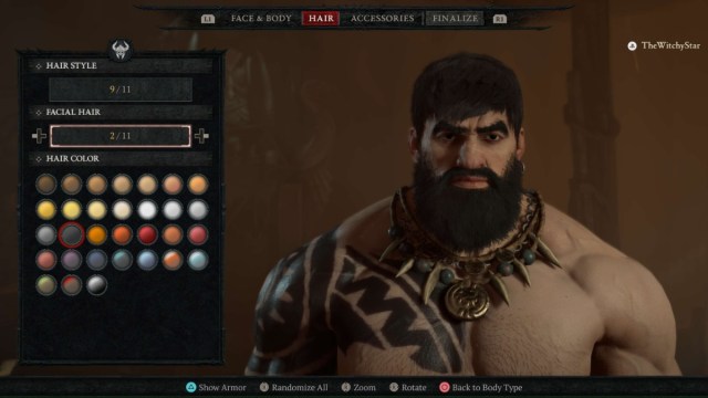 Diablo 4 Character Creator Facial Hair