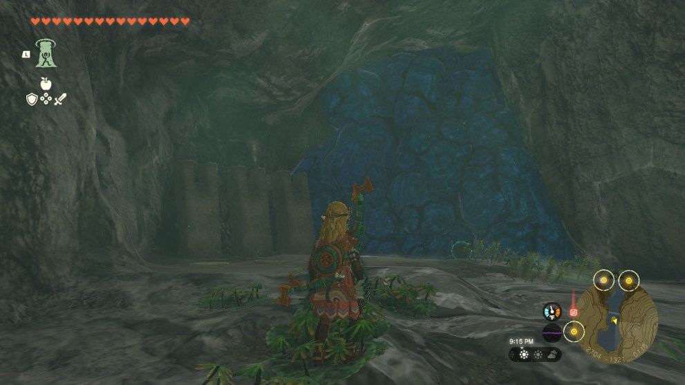 finding a zonai wing behind a rock wall