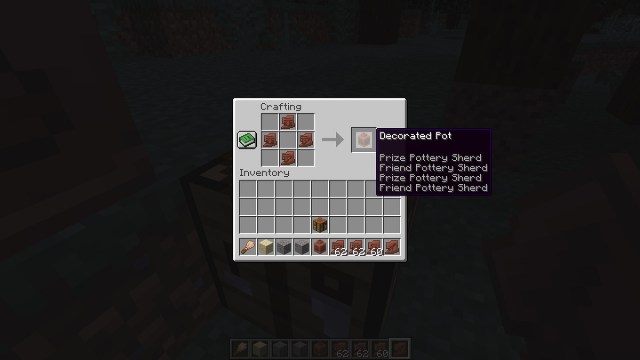 how to craft decorative pots with pottery sherds in minecraft