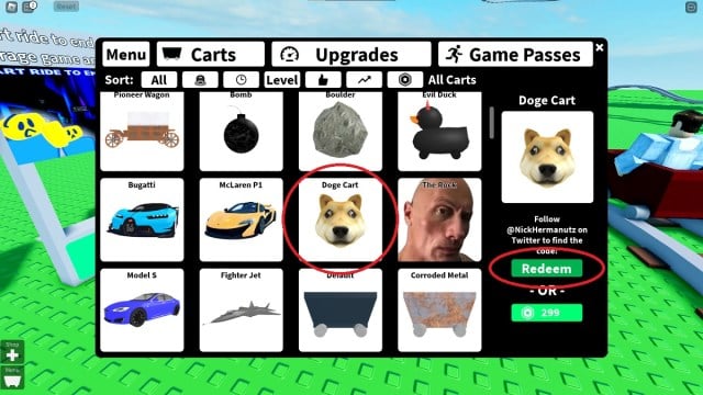 how to redeem codes in create a cart ride