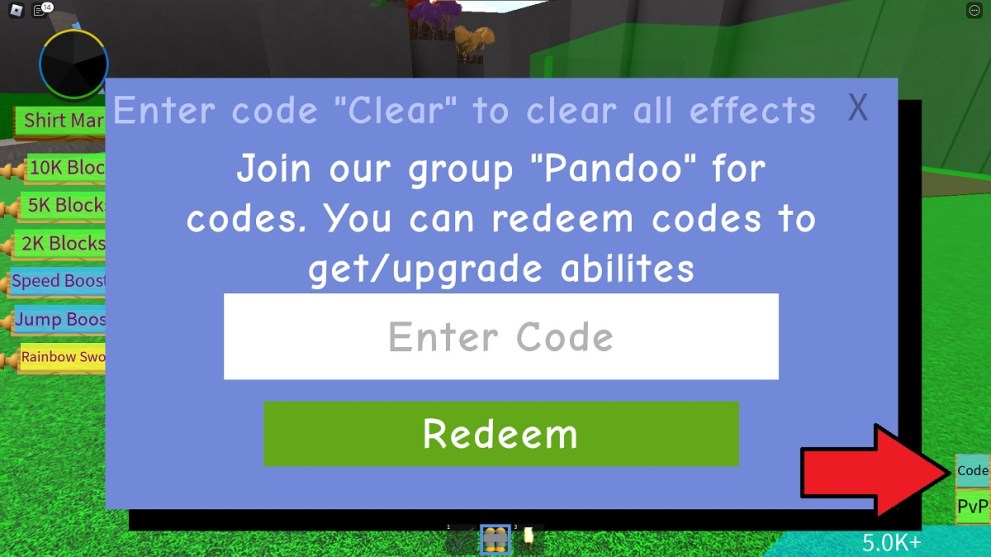 how to redeem codes in first 3 player tycoon in roblox