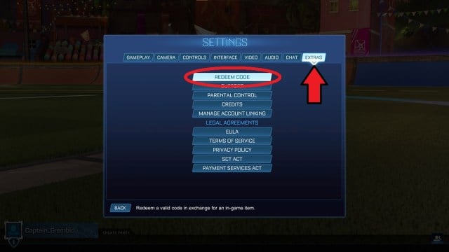 how to redeem codes in rocket league