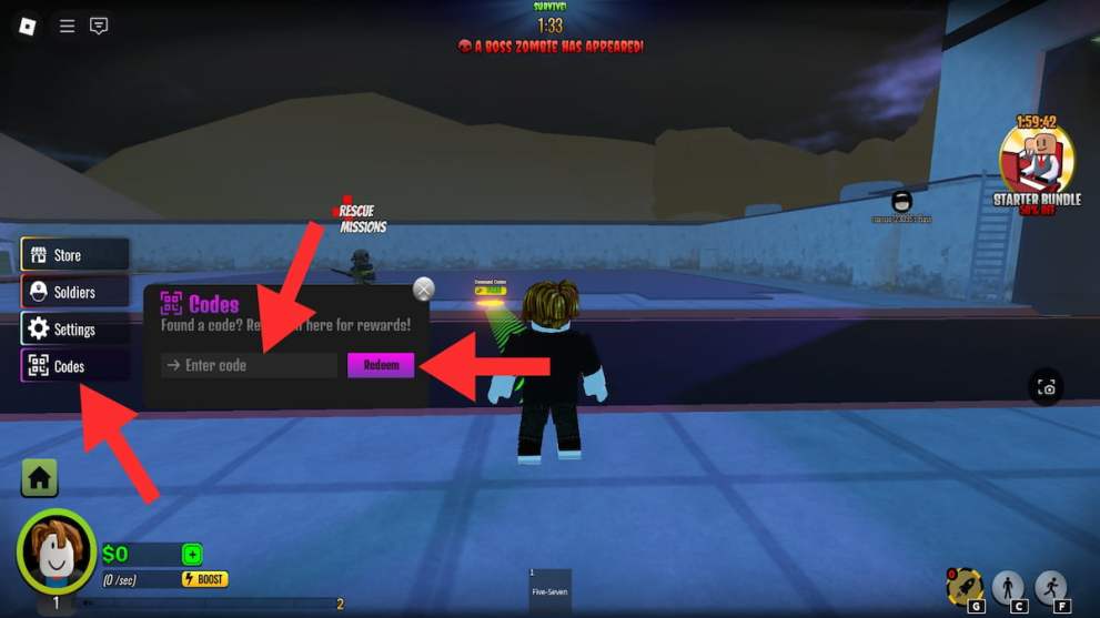 How to redeem Zombie Resistance Tycoon codes