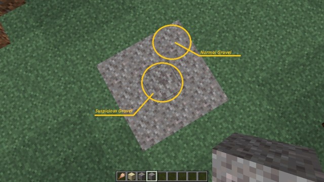 how to spot suspicious gravel for pottery sherds in minecraft