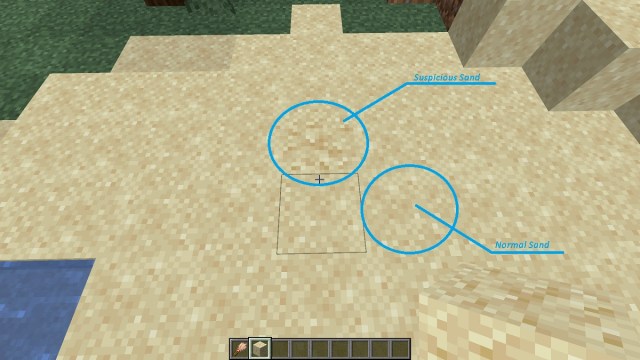 how to spot suspicious sand for pottery sherds in minecraft