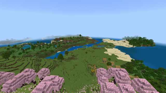 Multiple Villages Near Cherry Grove Minecraft 1.20 Seed