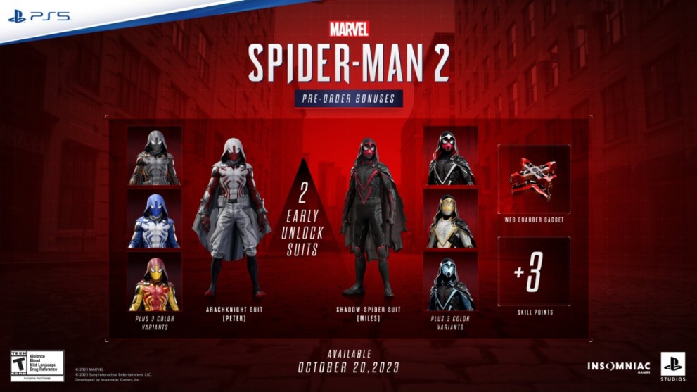 Marvel's Spider-Man 2 pre-order bonuses
