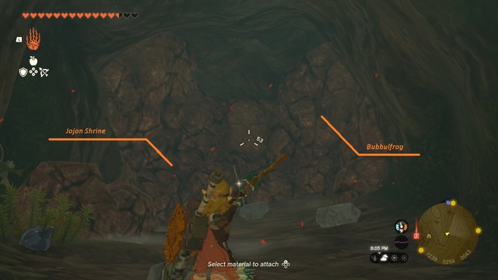 where to find the bubbulfrog in crenel peak cave