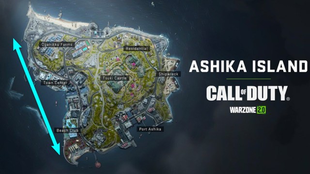 Ashika Island Map in Warzone DMZ with arrow 
