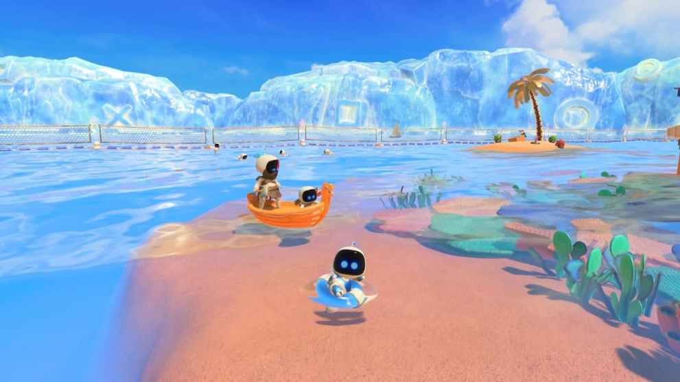 Astro Bot on a beach in Astro's Playroom.