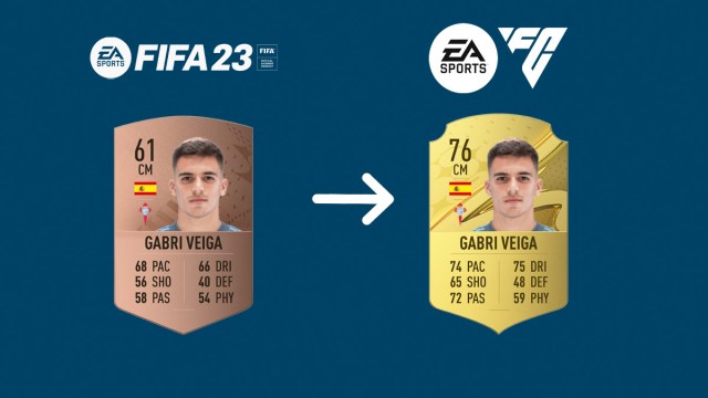 Gabri Veiga FIFA 23 Card next to EAFC Concept