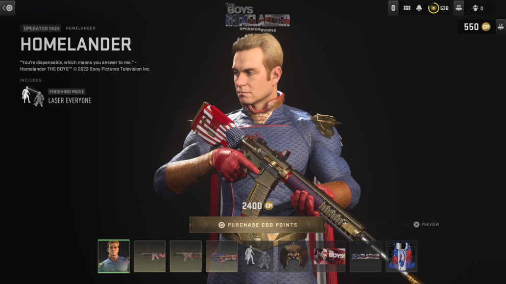 Homelander Bundle in CoD Warzone & MW2 Store