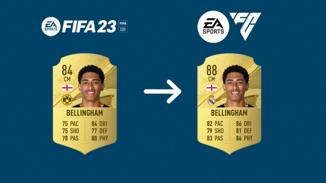 Jude Bellingham FUT 23 Card next to EAFC Concept Card