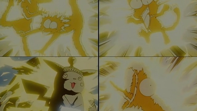 Pikachu shocks Team Rocket in Pokemon anime